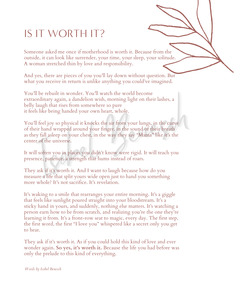 Printable Poems: Is It Worth It? - 8x10 Digital Download Printable Poem for Early Motherhood