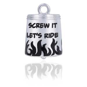Harley Ride Bells 1: srb0023 RIDE BELL SCREW IT LETS RIDE BLACK FLAMES srb0023