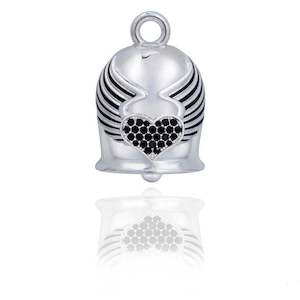 Harley Ride Bells 1: srb0016 RIDE BELL BLACK BLING HEART W WINGS srb0016