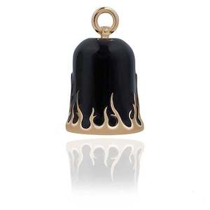 Harley Ride Bells 1: srb0013 RIDE BELL BLACK W GOLD FLAMES srb0013