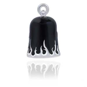 Harley Ride Bells 1: srb0012 RIDE BELL BLACK W SILVER FLAMES srb0012