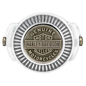 Harley Mens Rings: hsr0045 HARLEY Mens Gold Toned Bar & Shield Ring Stainless Steel HSR0045