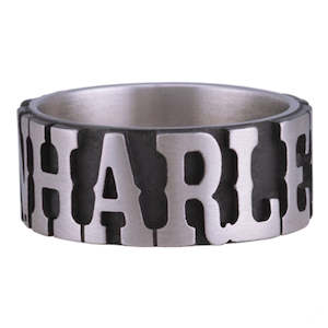 Harley Mens Rings: hsr0074 Harley MOD STAINLESS   WESTERN H-D BAND HSR0074-08