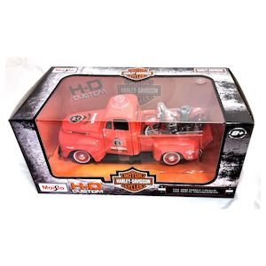 Harley Die Cast Replicas: ma32191 Harley HD 1936 EL KNUCKLEHEAD + 1948 FORD F1 PICKUP RED ma32191 ma32191