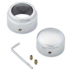 43000111 Harley Rear Axle Nut Covers - Satin Chrome 43000111