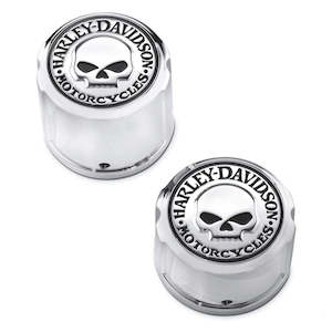 41706-09a Harley 41706-09A WILLIE G SKULL REAR AXLE NUT COVERS