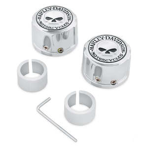 Axle Covers: 43163-08a Harley Willie G Skull Front Axle Nut Covers 43163-08A