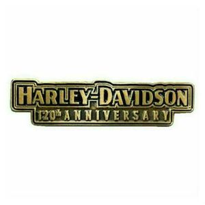 Harley Davidson Pins: sa8015428 HARLEY 120th Anniversary Celebration H-D Text Metal Pin - 1.5 inch sa8015428