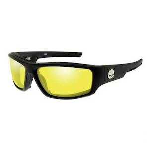 Genuine Harley Davidson Sunglasses 2: habfl11 HARLEY Mens Baffle Sunglasses Yellow Lenses & Matte Black Frames habfl11