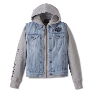 Harley Womens Denim: 97538-23vw Harley 97538-23VW WOMEN`S KICKSTART 3-IN-1 INDIGO DENIM JACKET