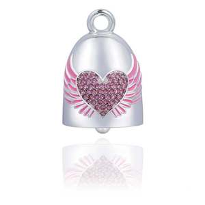 srb0039 RIDE BELL PINK BLING HEART &AMP; WINGS srb0039