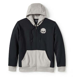 Mens Harley Leisure Wear: Harley 96360-25VM MEN'S WILLIE G SKULL COLORBLOCK ZIP FRONT HOODIE