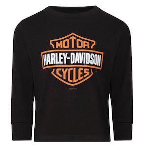 BRV1583 HD KIDS TEE L/S Bar and Shield BLACK 100% COTTON SIZE brv1583