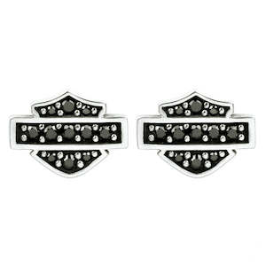 hde0281 Harley-Davidson® Women`s Petite Black Bling Bar and ; Shield Post Earrings HDE0281