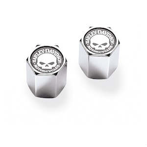 41171-03 Harley Skull Chrome-Plated ABS Valve Stem Caps 41171-03