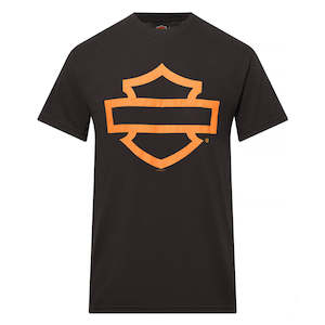 BRV1841 HD MENS TEE OPEN Bar and Shield ON BLK NZ MAP ON BK brv1841