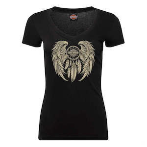 Auckland Harley Dealer Tees Hoodies And Gifts: BRV4741 HD WMNS TEE WEAVER 100% COTTON BLK brv4741