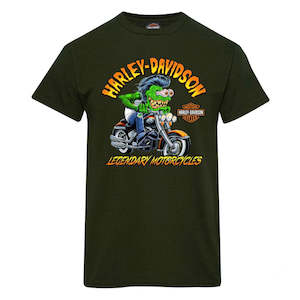 Auckland Harley Dealer Tees Hoodies And Gifts: BRV4701 HD MENS TEE SCOUNDREL 100% COTTON GRN brv4701