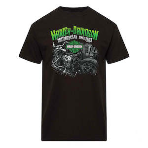 Auckland Harley Dealer Tees Hoodies And Gifts: BRV4700 HD MENS TEE WORKSHOP 100% COTTON BLK brv4700