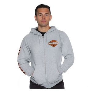 Auckland Harley Dealer Tees Hoodies And Gifts: BRV0933 HD MENS HOODIE Bar and Shield ZIP GREY brv0933