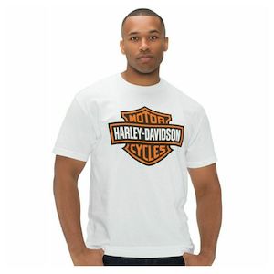 Promo Weekend Tee: BRV0913 HD TEE MENS Bar and Shield ON WHITE S/S 100% COTTON brv0913