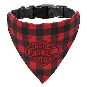 Harley Pets: hdx-90211 Harley HD PET BANDANA PLAID BLK/RED LG/XL hdx-90211 hdx-90211