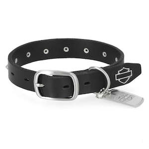 Harley Pets: mw-mpc262-blk-m Harley DOG COLLAR CONE STUD LEATHER BLK M 13``- 17`` mw-mpc262-blk-m mw-mpc262-blk-m