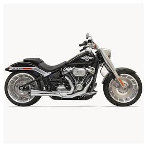 Aftermarket Milwaukee 8 Softail Family: BASSANI EXHAUST SYSTEM 2-1 ROAD RAGE WITH MEGAPHONE MUFFLER IN CHROME FINISH FOR 2018-2023 SOFTAIL FAT BOY, BREAKOUT AND FXDR (1S94R)