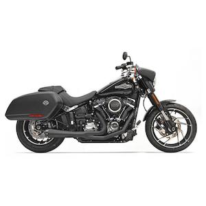 Family Touring: BASSANI EXHAUST 4 INCH DIAMETER ROAD RAGE MEGAPHONE 2-INTO-1 EXHAUST SYSTEM IN BLACK FINISH FOR 2018-2023 SOFTAIL SPORT GLIDE MODELS (1S81RB)