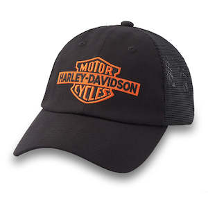 Harley 97612-25VM H-D OIL CAN BAR &AMP; SHIELD STRETCH-FIT BASEBALL HAT - HARLEY BLACK