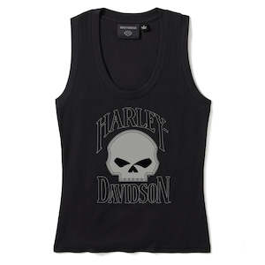 HARLEY-DAVIDSON® WOMEN'S WILLIE G SKULL RIBBED TANK TOP, BLACK 96598-25VW