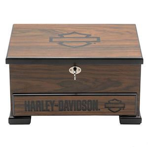 Mothers Day Gift Ideas: hdx-99301 Harley Harley-Davidson Wooden Jewelry Box Storage, Dark Brown Finsh, Locking Lid hdx-99301