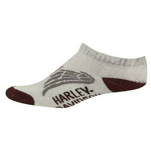 Harley wo-d89233270-001 HARLEY Womens Low Cut Wing Performance Wicking Riding Socks - White