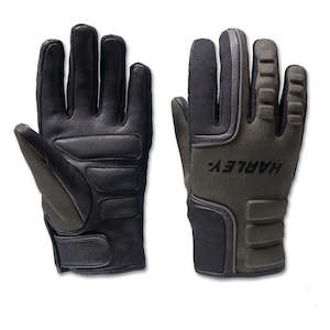 Harley Womens Gloves: Harley WOMEN`S H-D WATERPROOF DYNA KNIT MIXED MEDIA GLOVES - BLACK OLIVE &AMP; HARLEY BLACK