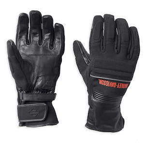 Harley Mens Gloves: Harley QUEST WATERPROOF MIXED MEDIA GAUNTLET GLOVES