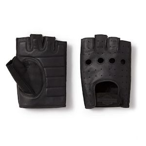 Harley Mens Gloves: Harley 98116-25VM MEN'S H-D FINGERLESS LEATHER RIDING GLOVES