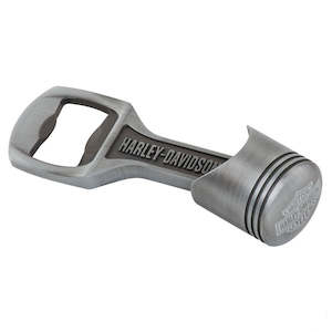 hdl-18573 Harley Harley-Davidson Engraved H-D Piston Bottle Opener Pewter Finish hdl-18573