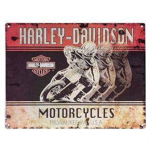 Kings Birthday Weekend Sale: hdl-15539 Harley Harley-Davidson® Embossed Racers Motorcycle Tin Sign - 15.75 x 12 inches hdl-15539