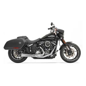 Family Touring: BASSANI EXHAUST 4 INCH DIAMETER ROAD RAGE WITH MEGAPHONE MUFFLERS EXHAUST SYSTEM 2-INTO-1 IN CHROME FINISH FOR 2018-2023 SOFTAIL SPORT GLIDE MODELS (1S81R)