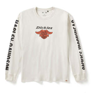 Harley MENS DICKIES X H-D HEAVYWEIGHT LONG SLEEVE EAGLE TEE - SILVER BIRCH