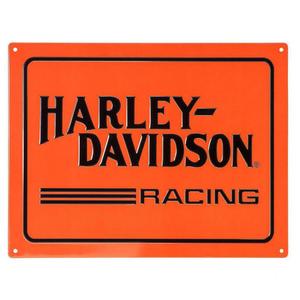 Kings Birthday Weekend Sale: hdl-15542 HARLEY® Embossed Racing H-D Logo Tin Sign - Orange, 15.75 x 12 inches hdl-15542