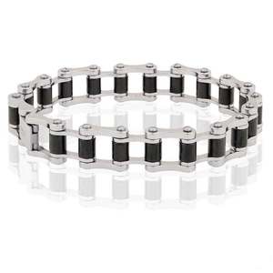 Harley Official Licenced: shb0069-8 Harley BRACELET STEEL AND BLACK SINGLE BIKE CHAIN shb0069-8 shb0069-8