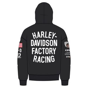 Mens Harley Leisure Wear: Harley FACTORY RACING FANWEAR HOODIE - HARLEY BLACK  NEW ARRIVAL
