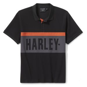 Mens Harley Leisure Wear: Harley POLO-KNITBLACKGREY COLORBLOC 96796-25VM