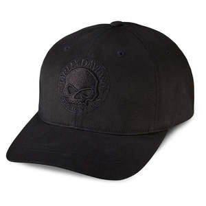 Mens Accessories: Harley 99421-16VM WILLIE G  SKULL  STRETCH BASEBALL HAT