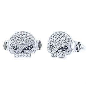 Harley Davidson Jewellery 2: hdr0417 Harley-Davidson Womens .925 Silver Willie G Skull Marcasite & Black CZ Ring HDR0417