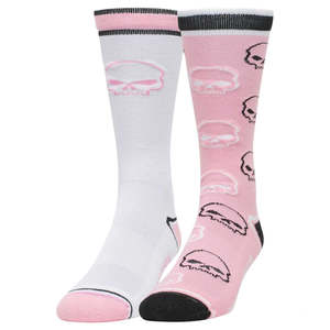Womens Harley Boots And Footwear: d3448-100l Harley SOCK 2 PK WILLIE G CREW  BLACK /PINK LRG d3448-100l d3448-100l
