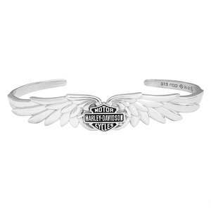 hdb0384 MOD S/SILVER DOUBLE WING B&S CUFF BRACELET 6" HDB0384