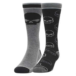Harley Mens Boots And Footwear: d3448-001l Harley SOCK 2 PK WILLIE G CREW  BLACK /GRY LRG d3448-001l d3448-001l