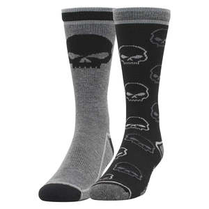 Harley Mens Boots And Footwear: d3448-001m Harley SOCK 2 PK WILLIE G CREW  BLACK /GRY MED d3448-001m d3448-001m